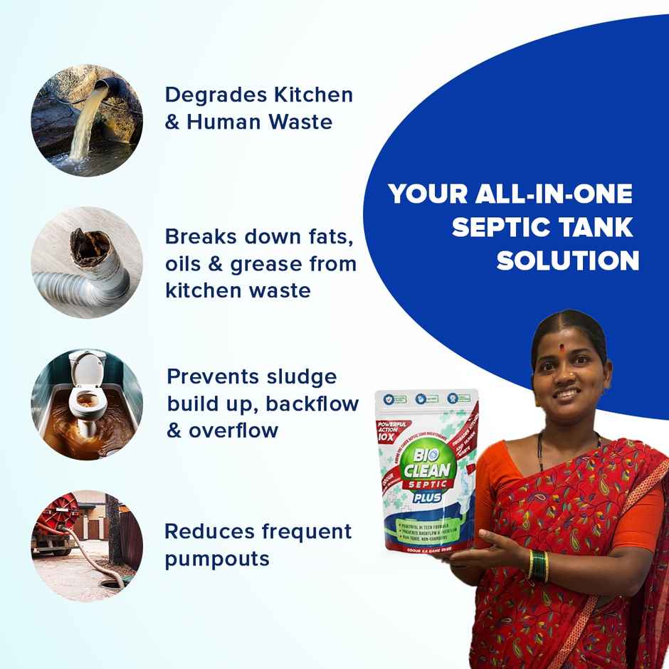 Bioclean Septic Plus 10X Powerful Odour Removal Formula Degrades Food and Human Waste