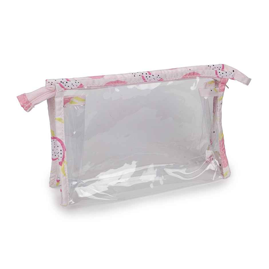 Qips Printed Set Of 3 Cosmetic Pouches With Zipper Closure - Baby Pink