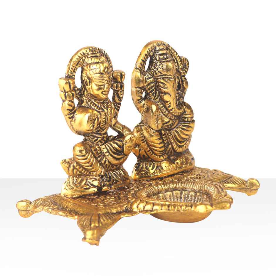 Diya Laxmi Ganesh Gold Polish | Metal | Diya-Pooja | Devnidhi