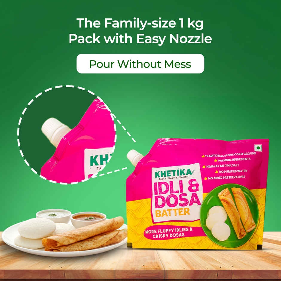 Khetika Fresh Idli Dosa Batter (1kg) & Khetika Coconut Chutney (120g) Combo