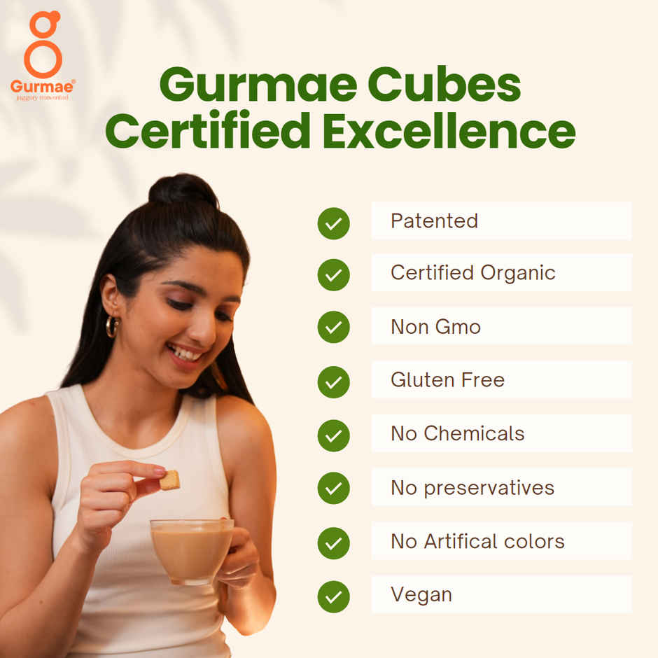 Gurmae Certified Organic Instantly Dissolvable Jaggery Cubes Tea Sweetener