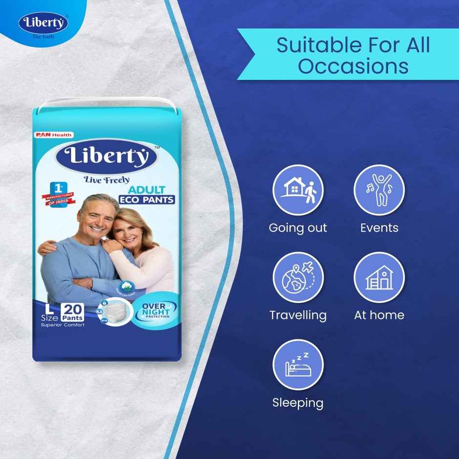 Liberty Eco Adult Diaper (Pants, L, 30-55 inches)