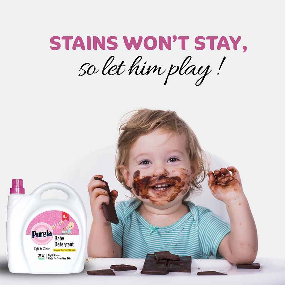 Purela Baby Laundry Liquid Detergent Washing Liquid For Baby Clothesleaf Love (Rose) 5 l