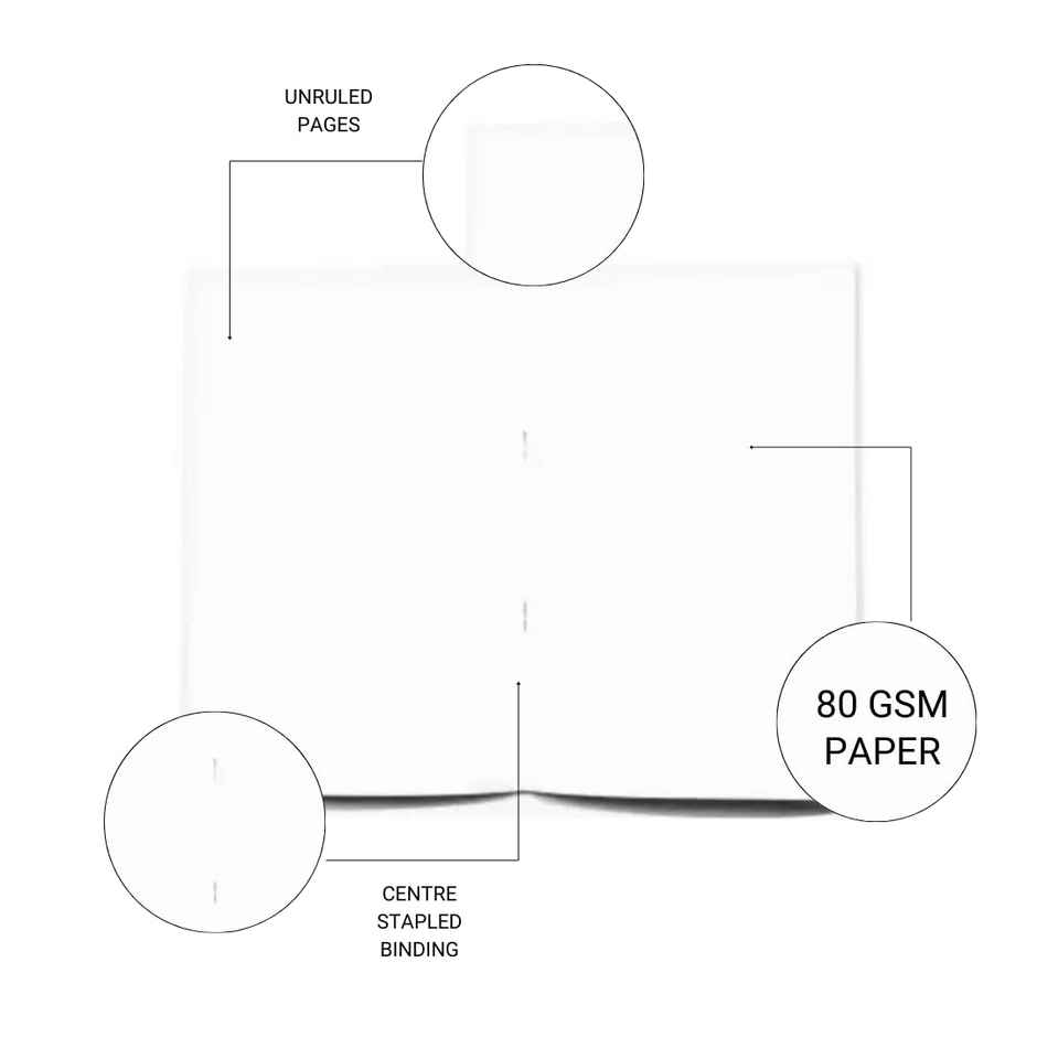 DRAWGUUD Softbound Pinned 80 GSM Plain Memo Notebook A5 Size