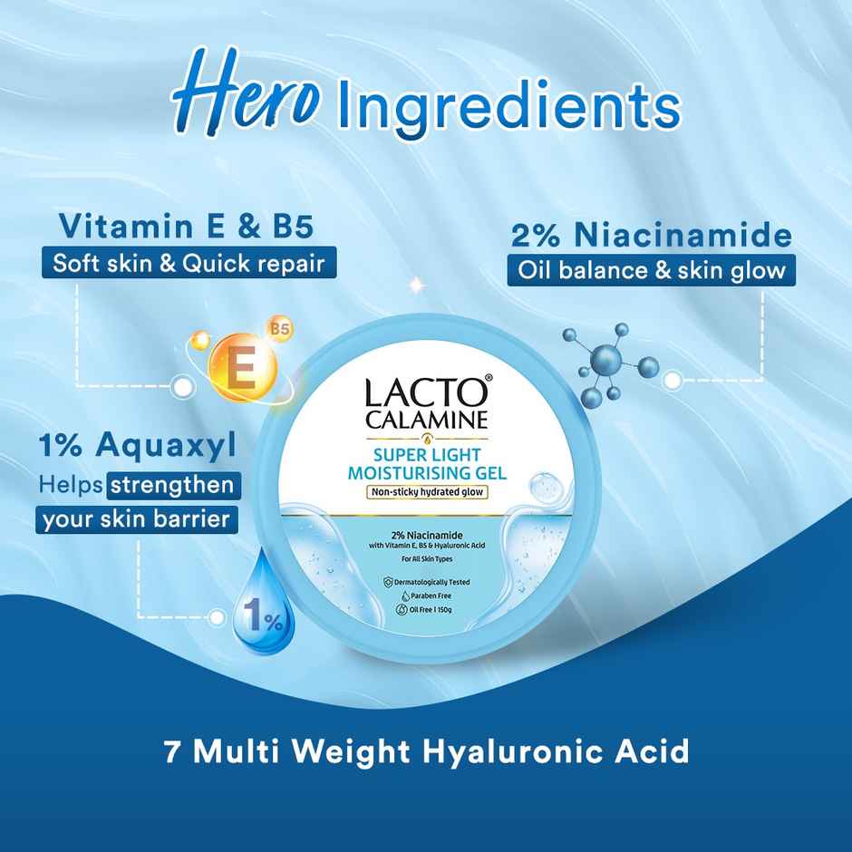 Lacto Calamine Light Gel Face Moisturizer with Niacinamide Hyaluronic Acid