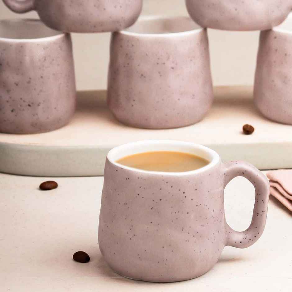 The Earth Store Lavender Pebble Ceramic Tea Cups | 200 ml Microwave Safe Coffee Cup