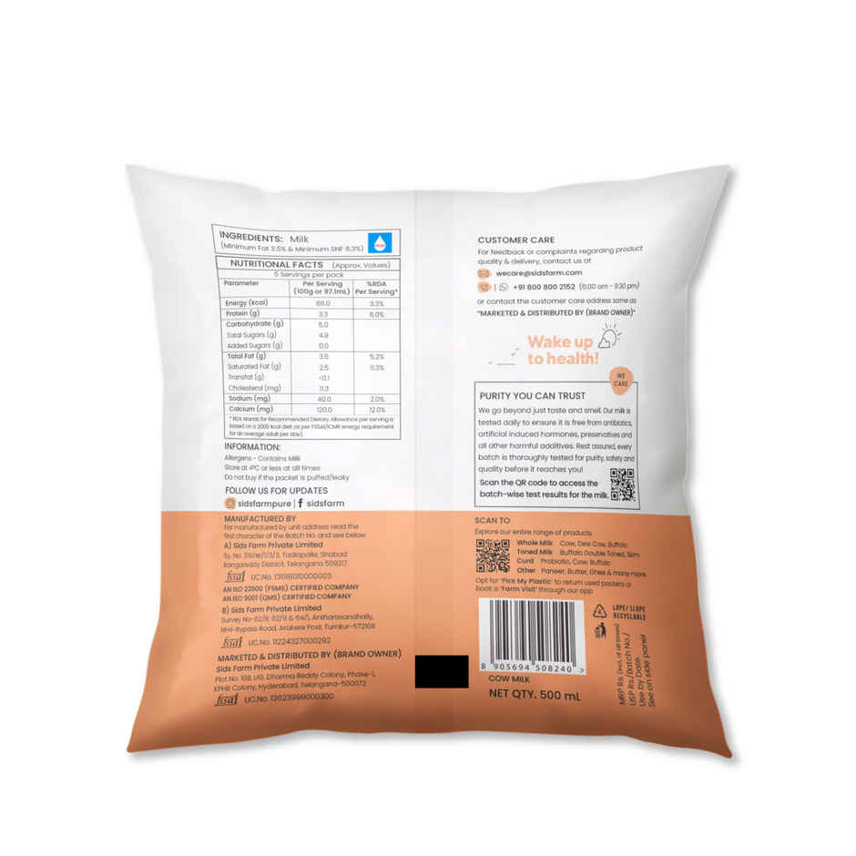Sid's Farm Cow Fresh Milk | Pouch