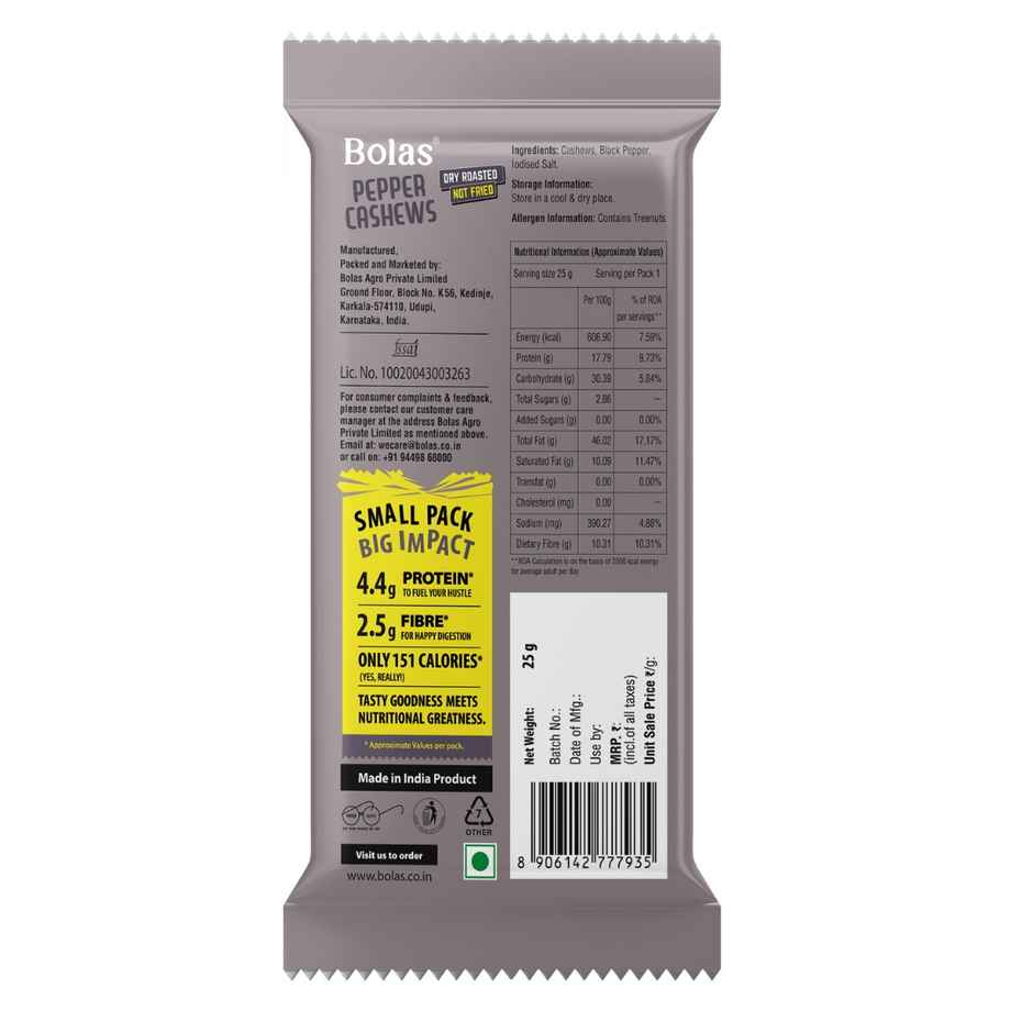 Bolas Pepper Cashews | Flavoured Nut Snack