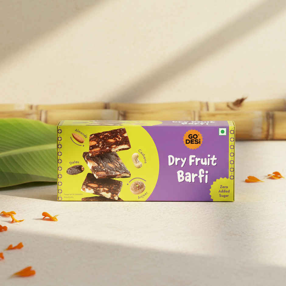 Dry Fruit Barfi, 6 Pcs | No Added Refined Sugar | Single Packs | Burfi | Sweets | By GO DESi