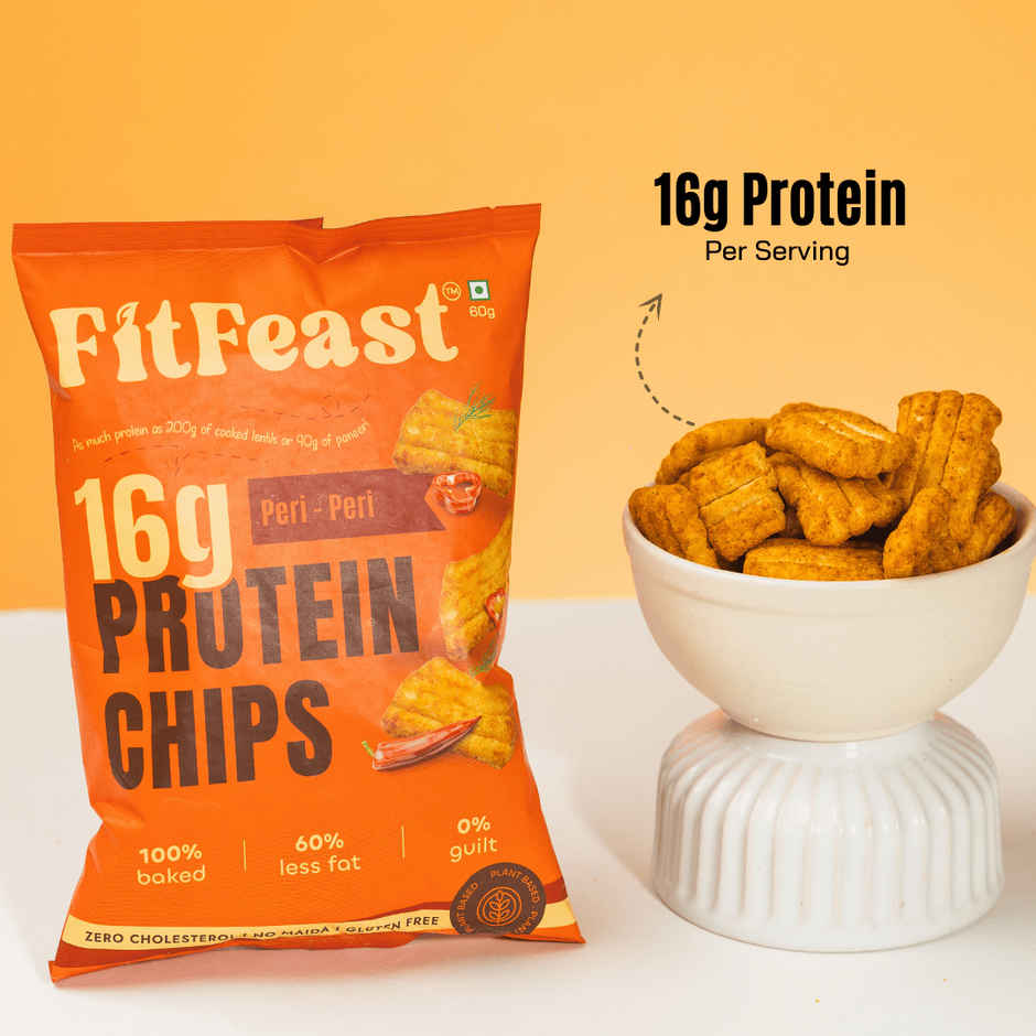FitFeast 16g Protein Chips Peri Peri (6) | Low Fat, Crunchy