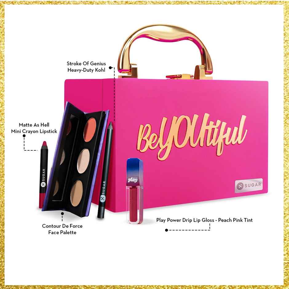SUGAR Cosmetics BeYOUtiful Makeup Trousseau Box - Pink | Complete Makeup Essentials Kit