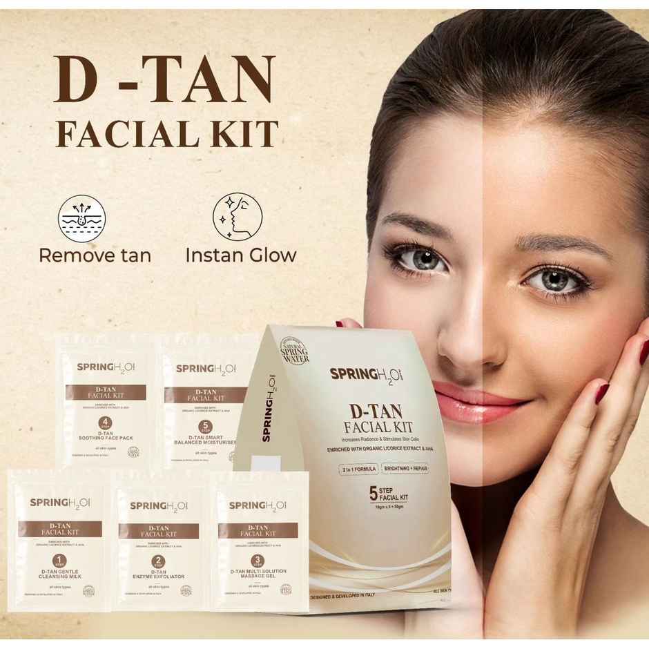Spring H2O D-Tan Facial Kit With Instant Glow And Remove Tan & Dull Skin