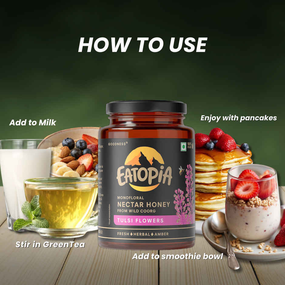 Eatopia Tulsi Honey | Immunity Booster | Pure Organic Natural Honey | No Added Sugar