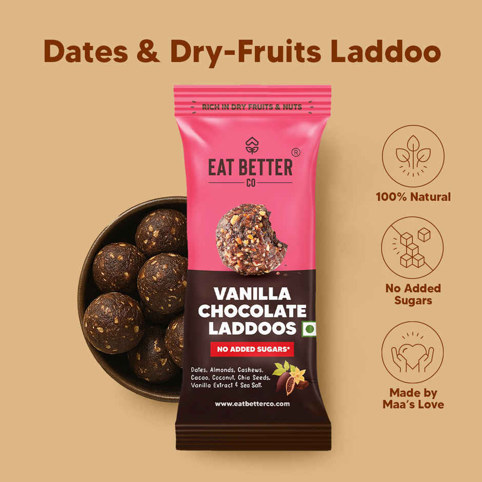 Eat Better Co Vanilla & Chocolate Laddoos | No Added Sugar | High Protein, Truly Natural