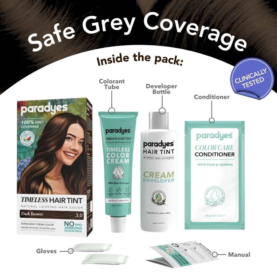 Paradyes Mini Dark Brown Timeless Hair Tint For Grey Coverage