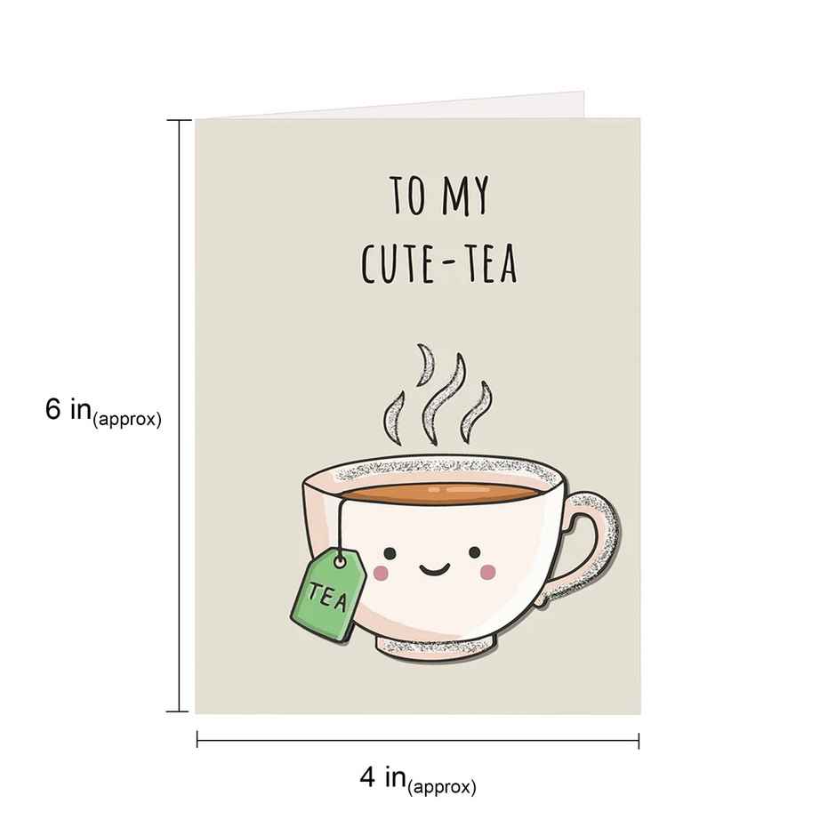 Itsy Bitsy Greeting Card & Envelope My Cute-tea 4 x 6 Inch Approx 2 Pc Pb Lb