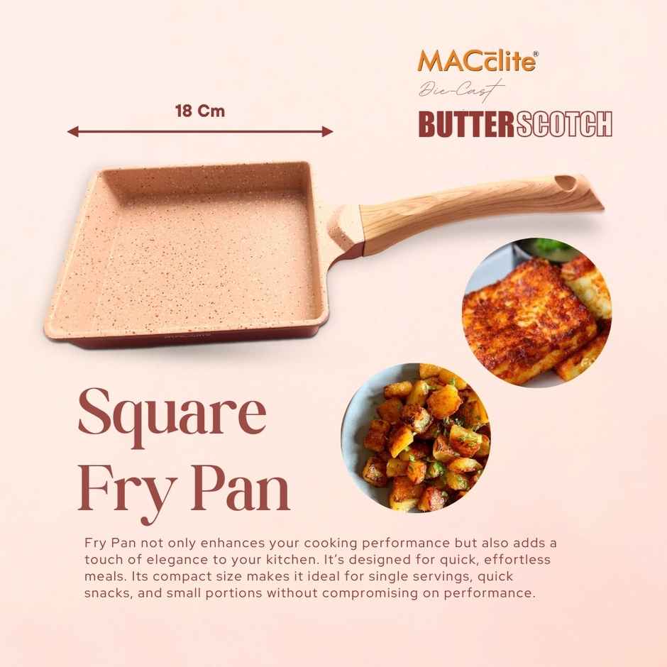 Macclite Non Stick PDC Granite+ Induction Base ButterScotch Square Fry Pan