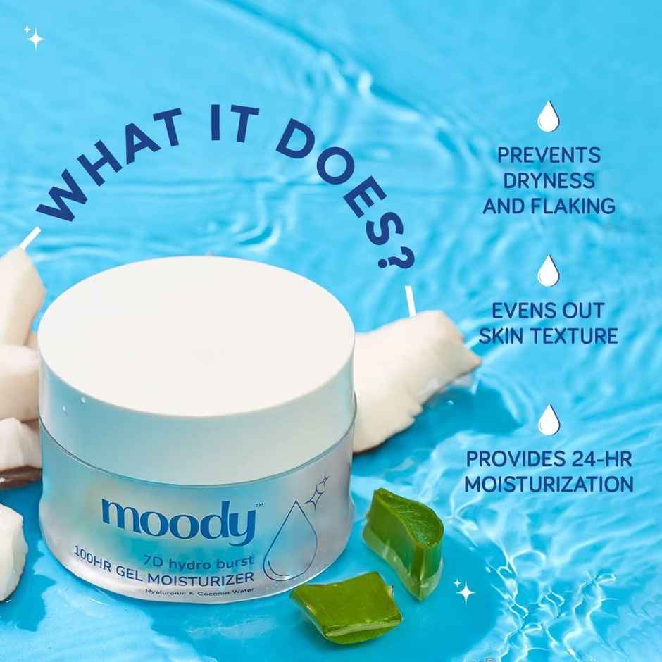 Moody 7D Hydro Burst 100Hr Gel Moisturizer With Hyaluronic & Coconut Water (50 Gm)
