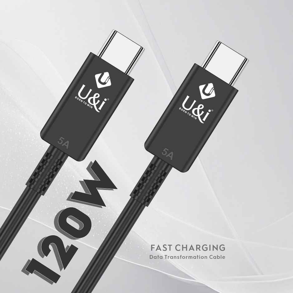 U&i UiDC-2232 Type-C to Type-C Cable 120W Fast Charging | Black