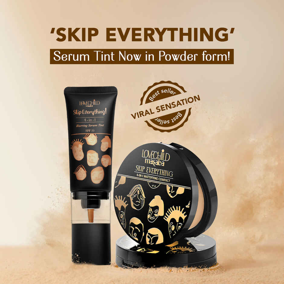 LoveChild Masaba Skip Everything 4-in-1 Mattifying Compact | Lonely Lioness