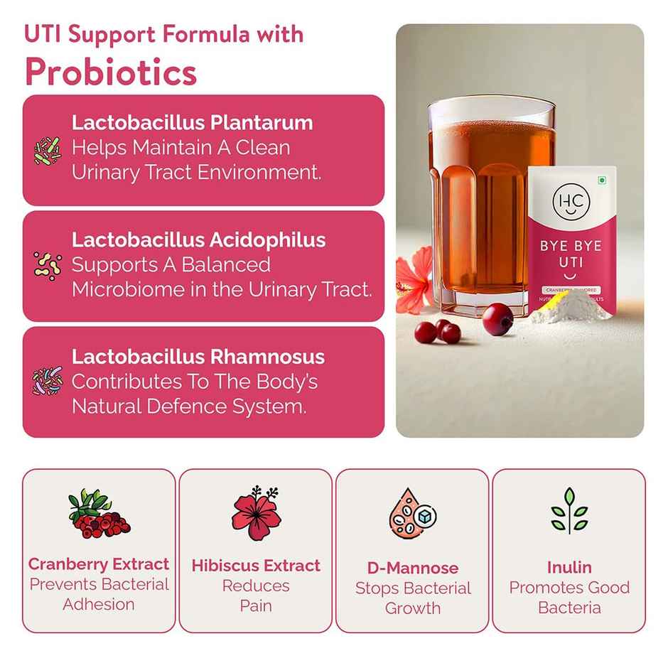 Happy Cultures Bye Bye UTI | D-Mannose, Cranberry & Probiotics |15pcs