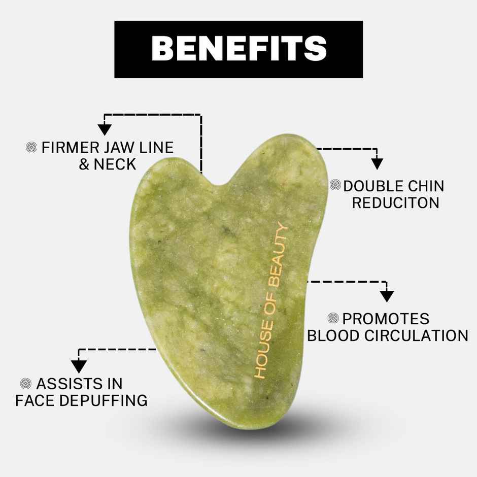 House of Beauty Jade Guasha Facetool for double chin, sculpting jawline & contouring face (1Pc)