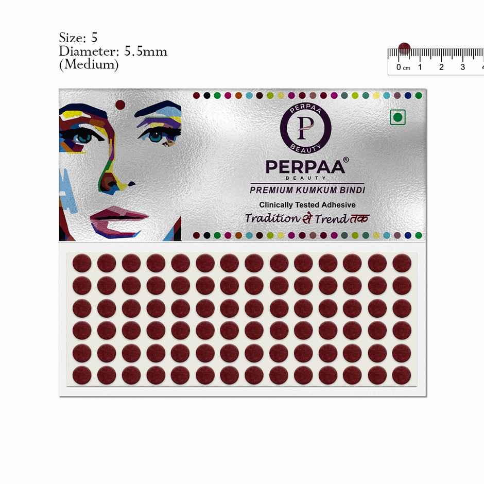PERPAA Bindi Dark Maroon | 1 Flap | Size 5 Diameter 5.5 mm | Round Kumkum Bindi for women