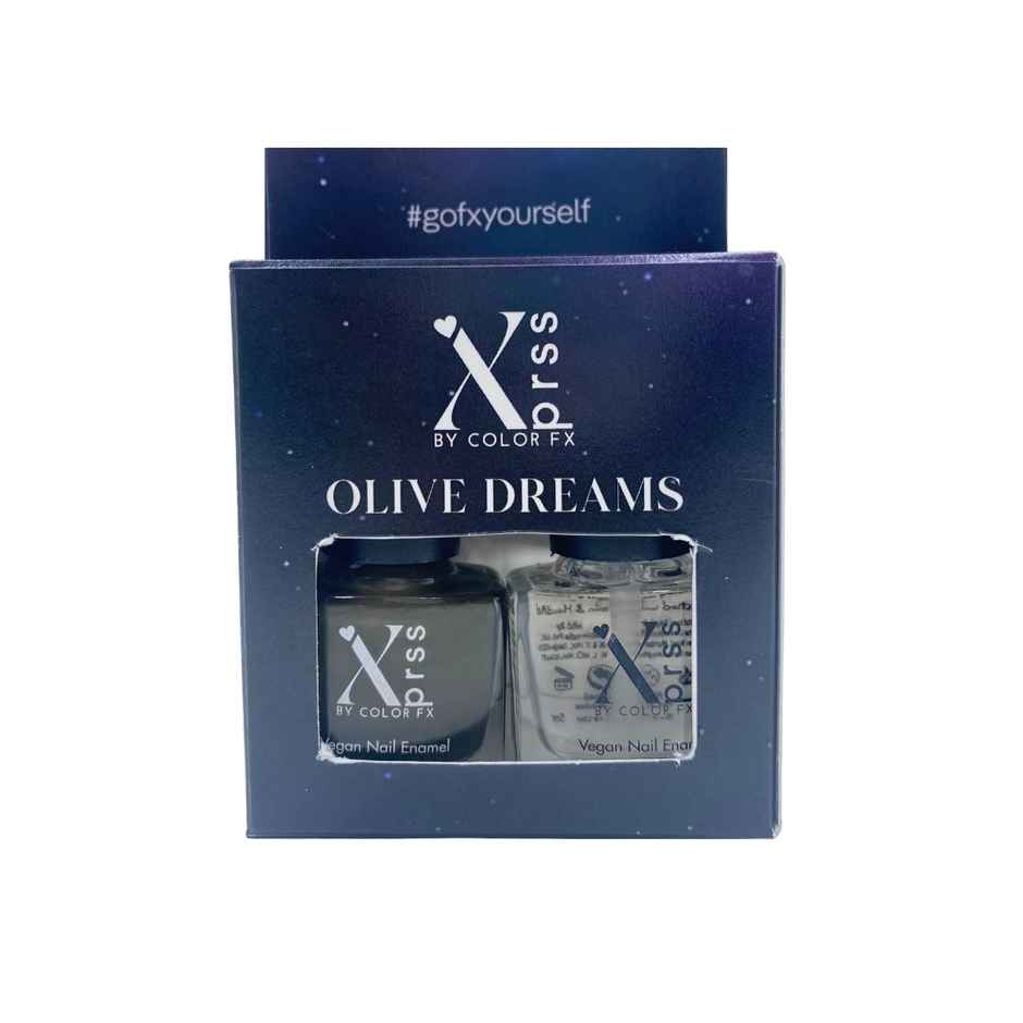 Color Fx Xprss Olive Green Glossy & Transparent Top coat Nail Polish, Long Lasting Nail Paint, 309 - 313