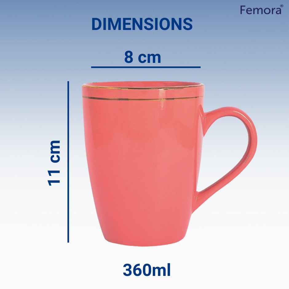 Femora Liquid Gold Line Coffee Mug Gift Set 1 Pc 320 ml (Pink)