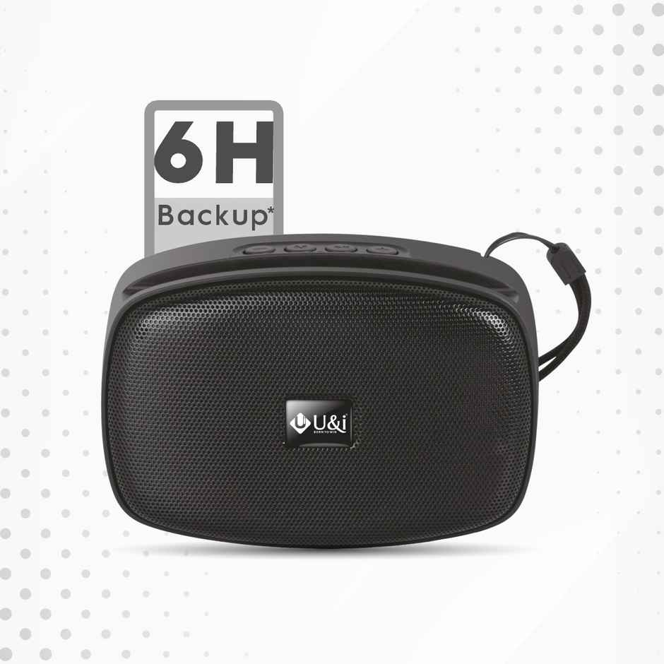 U&i Stone 8W Bluetooth Speaker | FM | MP4 | USB | SD Playback | 6H | Black