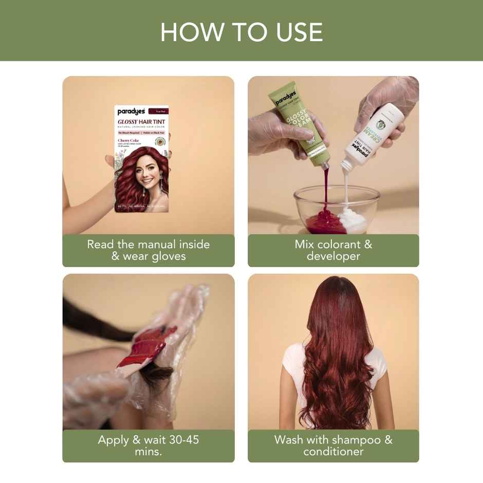 Paradyes No Bleach Cherry Coke Glossy Hair Tint, Ammonia-Free Formula - 6.6 True Red