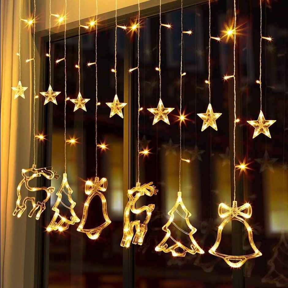 DesiDiya Christmas Reindeer LED Curtain String Lights - Perfect for Window & Wall Decorations