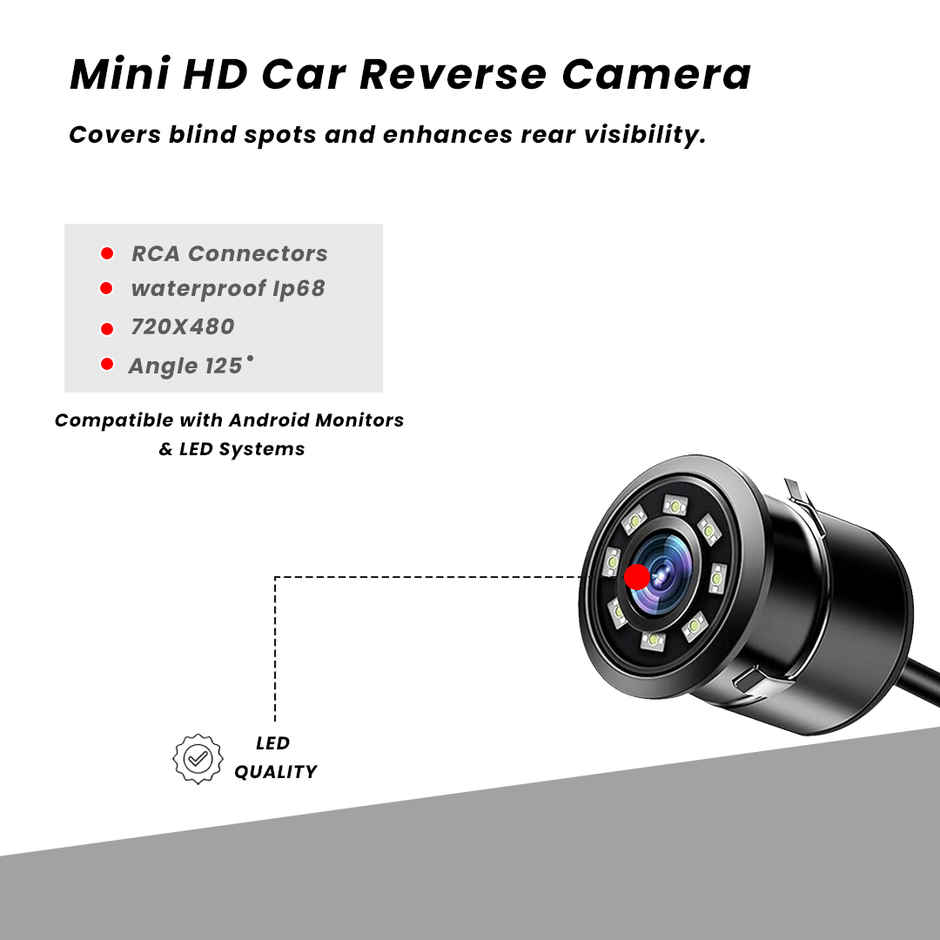 Potauto Rear Led Camera A001 | Waterproof | Night Vision | Metal - Enhanced Vehicle Safety