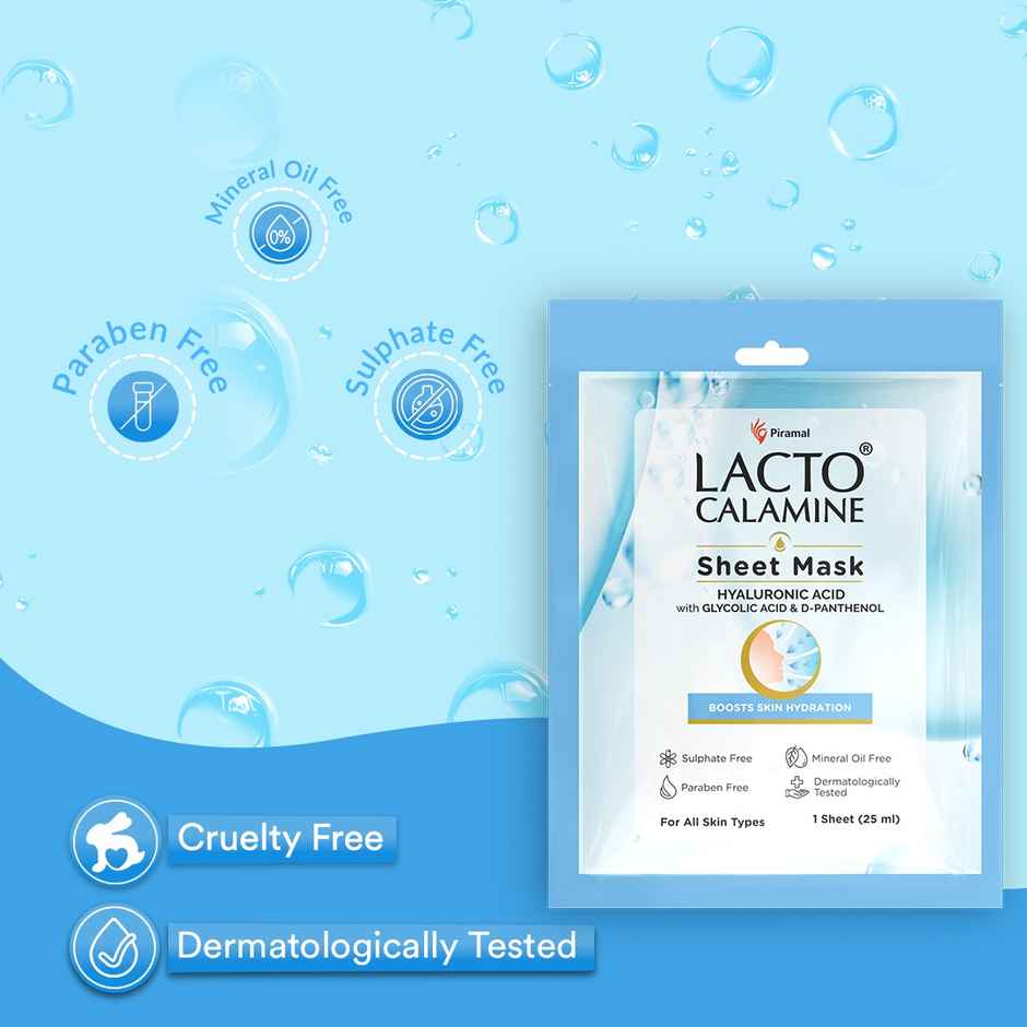 Lacto Calamine Hyaluronic Acid Face Sheet Mask for Intense Hydration, Refreshing, Plumpy & Dewy Skin