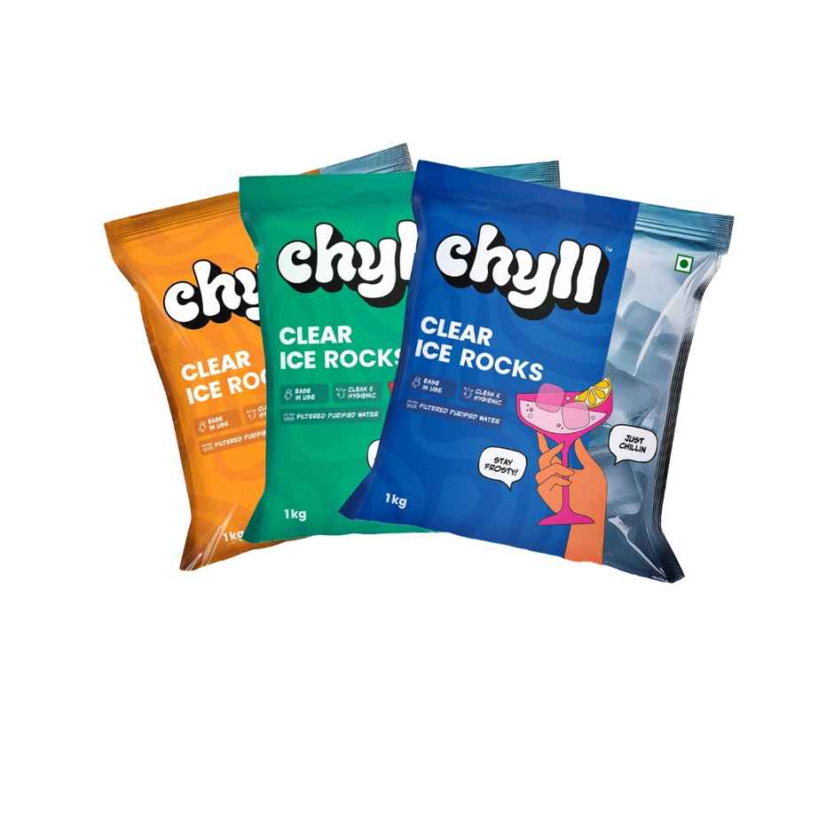 Chyll Ice Cubes (Cube Ice) (1kg) & Absolut Mixers Sparkling Lime & Mint (Mojito Flavoured) (250ml) Combo