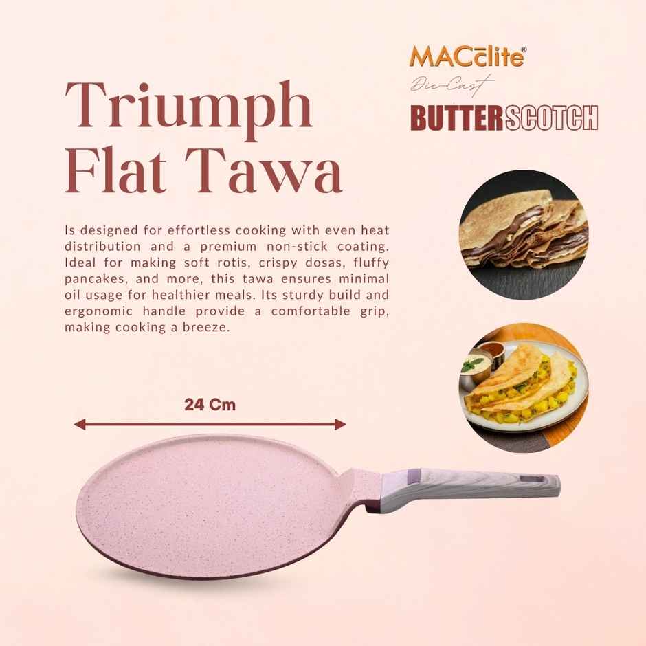 Macclite Non-Stick Flat Tawa | 24 cm | Induction Compatible