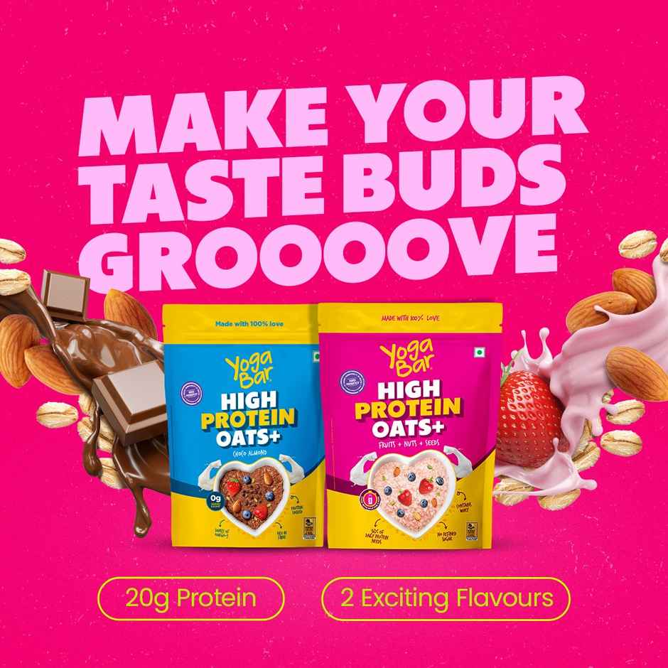 Yogabar 23 g High Protein Oats | Choco Almond | No Added Sugar 