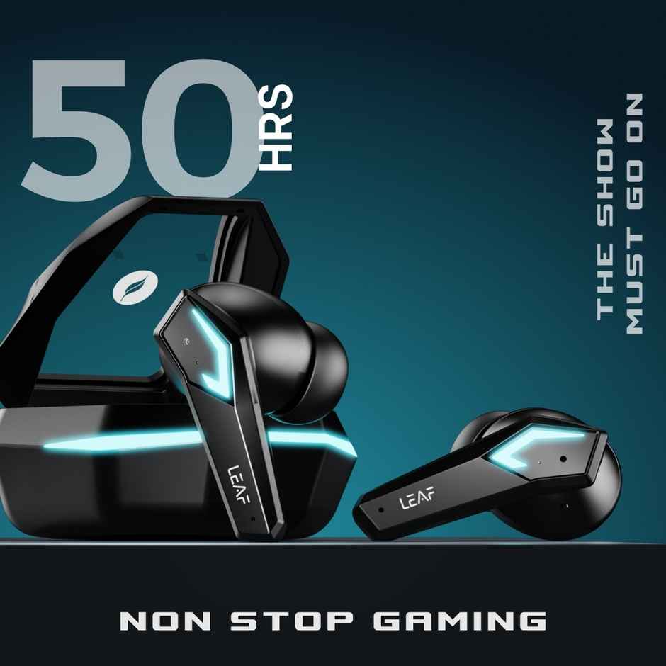 Leaf Buds X468 Gaming Earbuds with AI Sound App | 40H Playtime | AI ENC | TWS - Black Spaceship