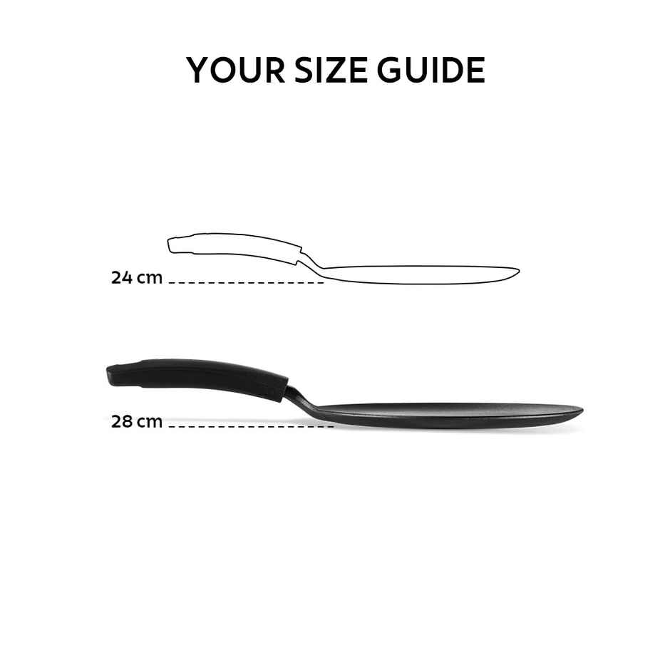 Tramontina Titanex 28 cm Pre-Seasoned Cast Iron Dosa Tawa Non-Toxic, Induction Compatible, Heat-Resistant Non-Slip Grip, Natural Stone Finish, Raised Side for Spill-Free Cooking, Long Heat Retention