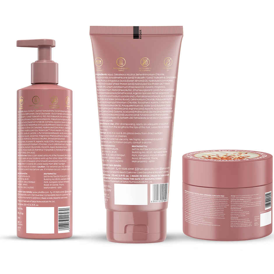 PLIX Flaxseed Keratin Smoothening Mask, Shampoo & Conditioner