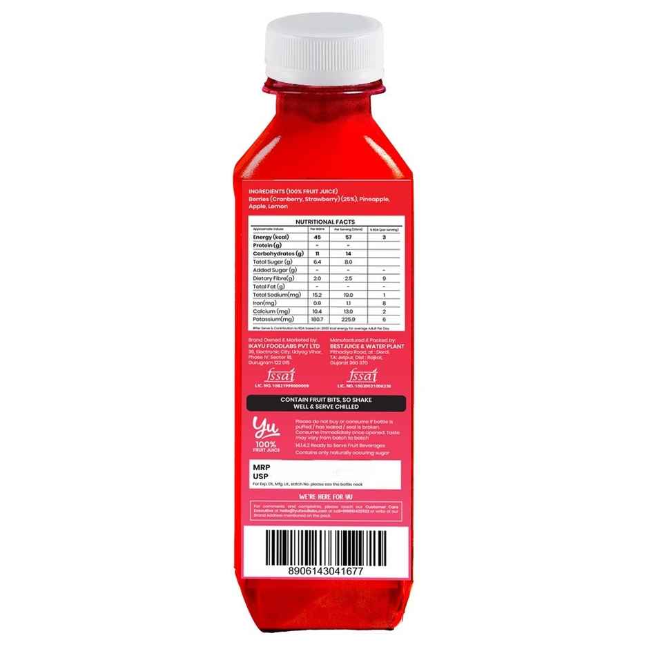 Yu Cranberry Cooler Real Fruit Juice with Berry Pieces