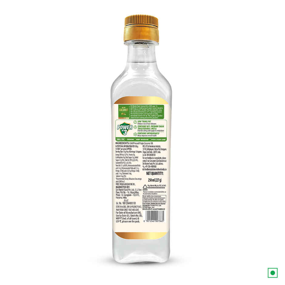 Del Monte Virgin Coconut Cold Pressed Oil (Nariyal Oil) | Multipurpose