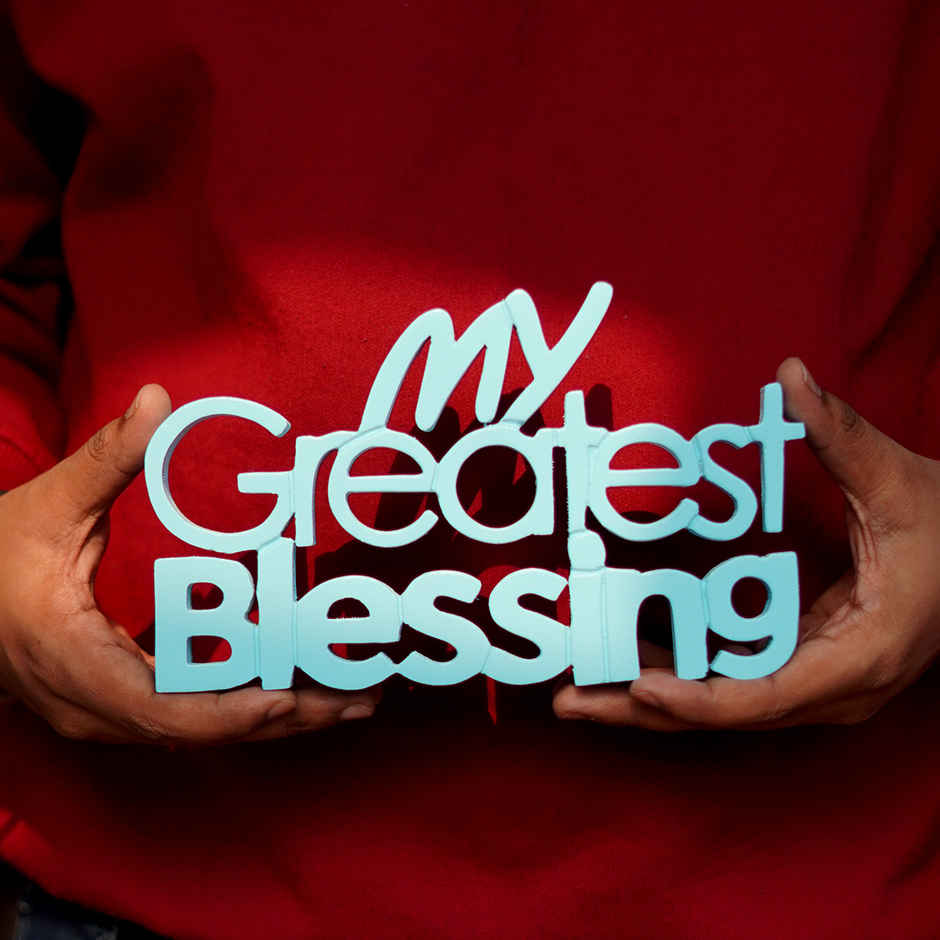 Nukkad Tales My Greatest Blessing - Quirky Room Decoration Showpiece Ideal for Birthday Gift | Blue