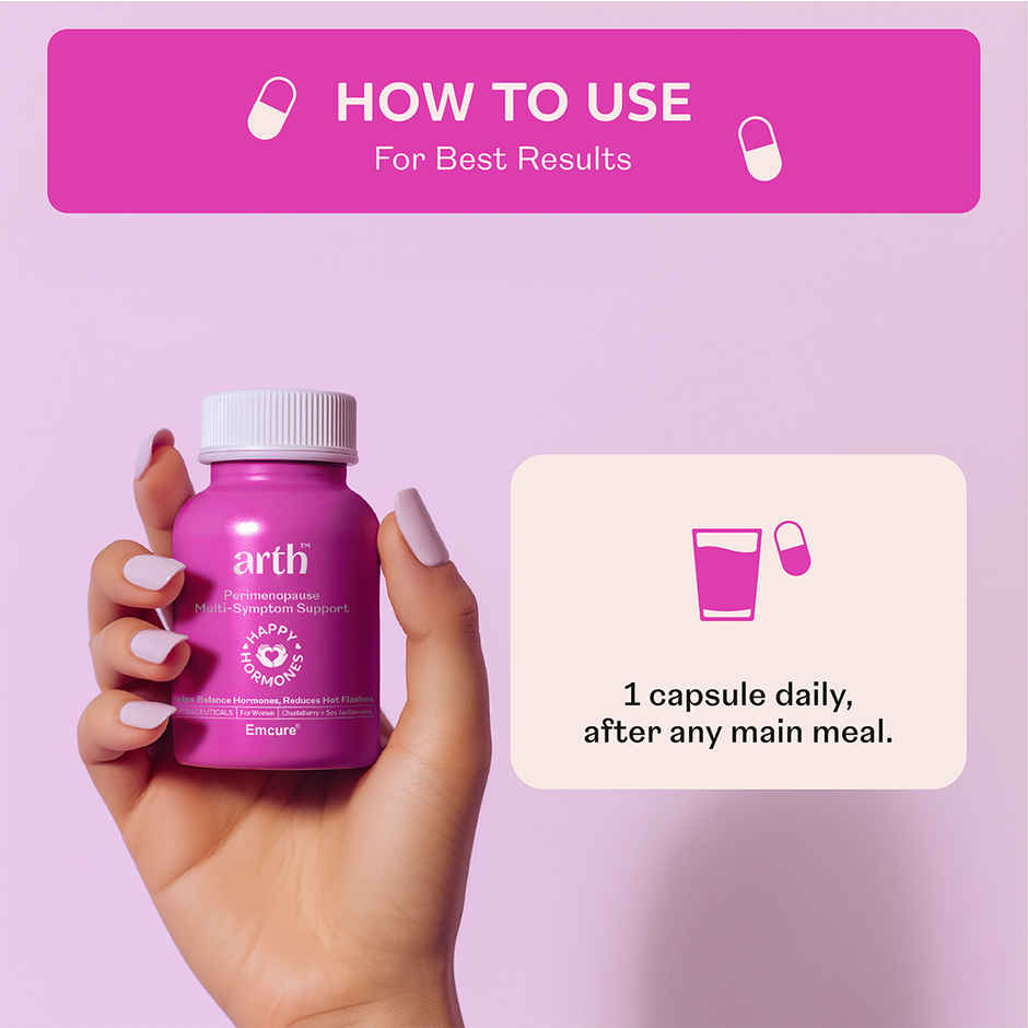Arth By Emcure Perimenopause Supplement for Women | Hot Flashes, Mood Swings & Hormonal Balance