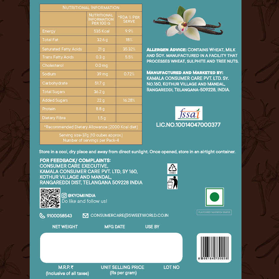 KYOMI Quattro Vanilla Flavoured Wafer Cubes