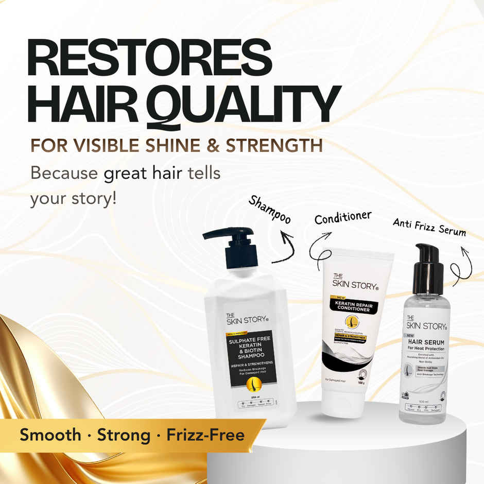 The Skin Story Keratin Biotin Shampoo For Damaged Treated Coloured Hair Frizz Control Sulphate Free