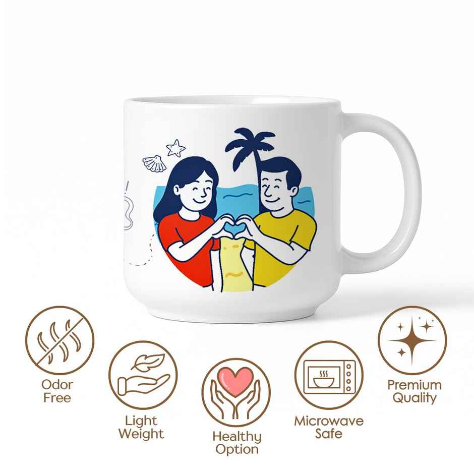Femora Travel Nights Ceramic Couple Mug Perfect for Gifting - 350 ml