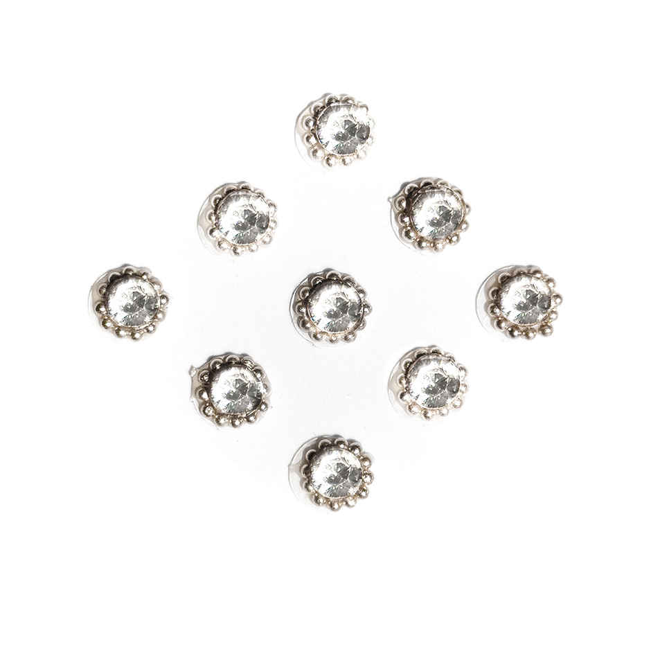 PERPAA Stone Bindi For Women | Silver | 1 Flap