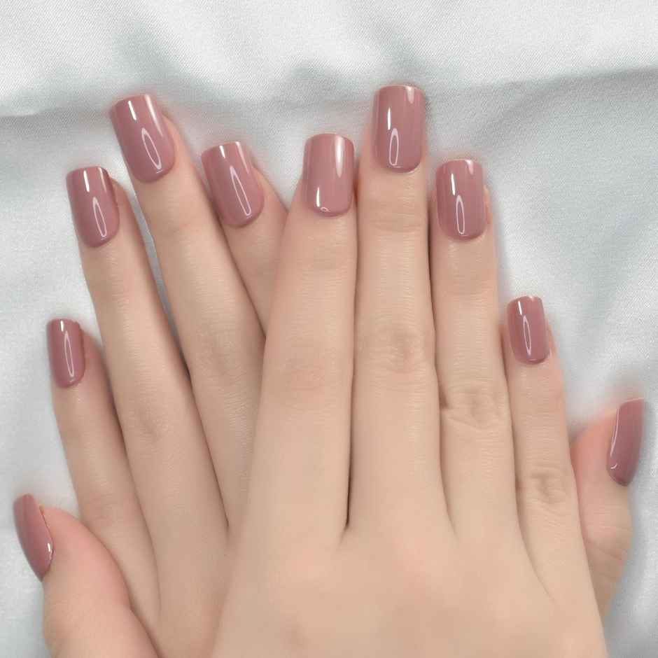 Pep Nails Back To Basics Medium Square Mauve Solid Reusable Press On Nails 24 Nail Tips