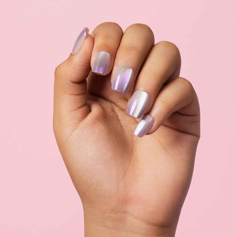 Gush Beauty Nailed It | Reusable Luxury Press On Nails With Application Kit - Pearl Crystals